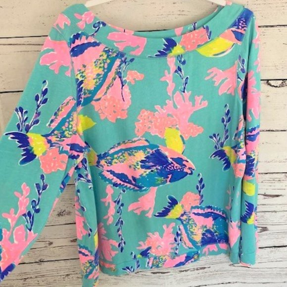 Lilly Pulitzer Tops - Lilly Pulitzer jojo boatneck pullover shorely blue